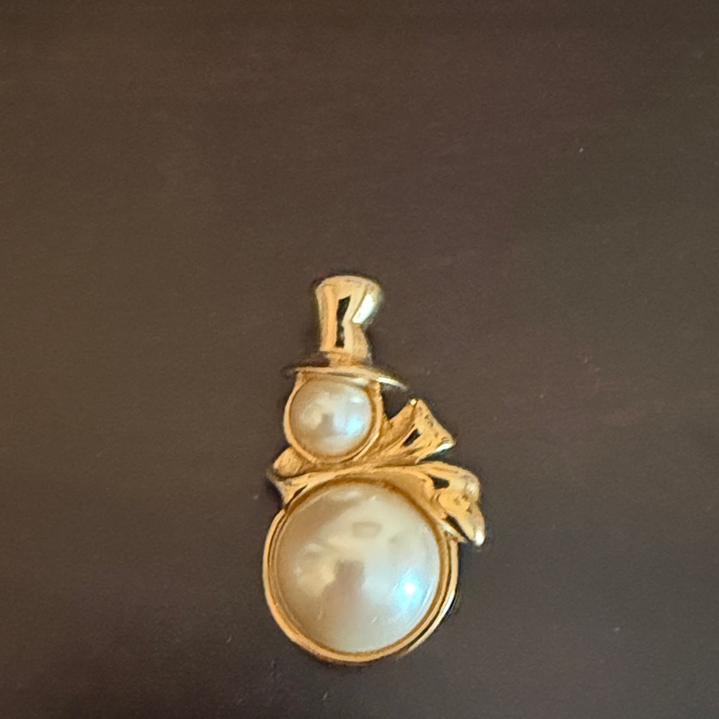 Elegant Gold And Pearl Snowman Brooch 8$